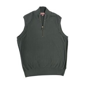 Johnston & Murphy Black Knit Sleeveless Mock Neck Sweater Vest Large Pima Cotton